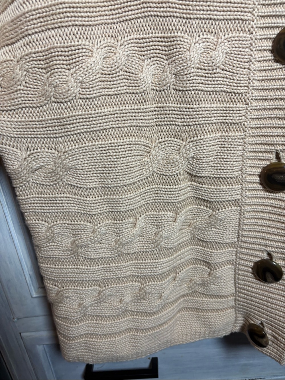 Talbots Camel Cableknit Short Sleeve Cardigan Polished Old Money Capsule Preppy - Picture 4 of 8